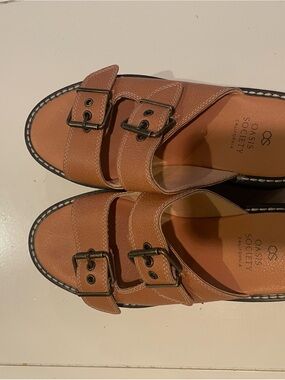 Oasis Society Tan Buckle Platform Sandals